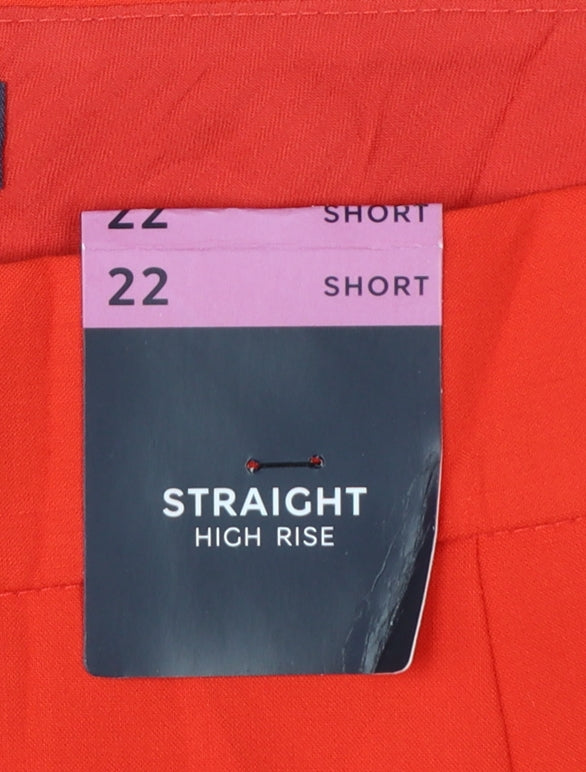 Marks & Spencer Unisex Red Size 22 Straight High Rise Trousers