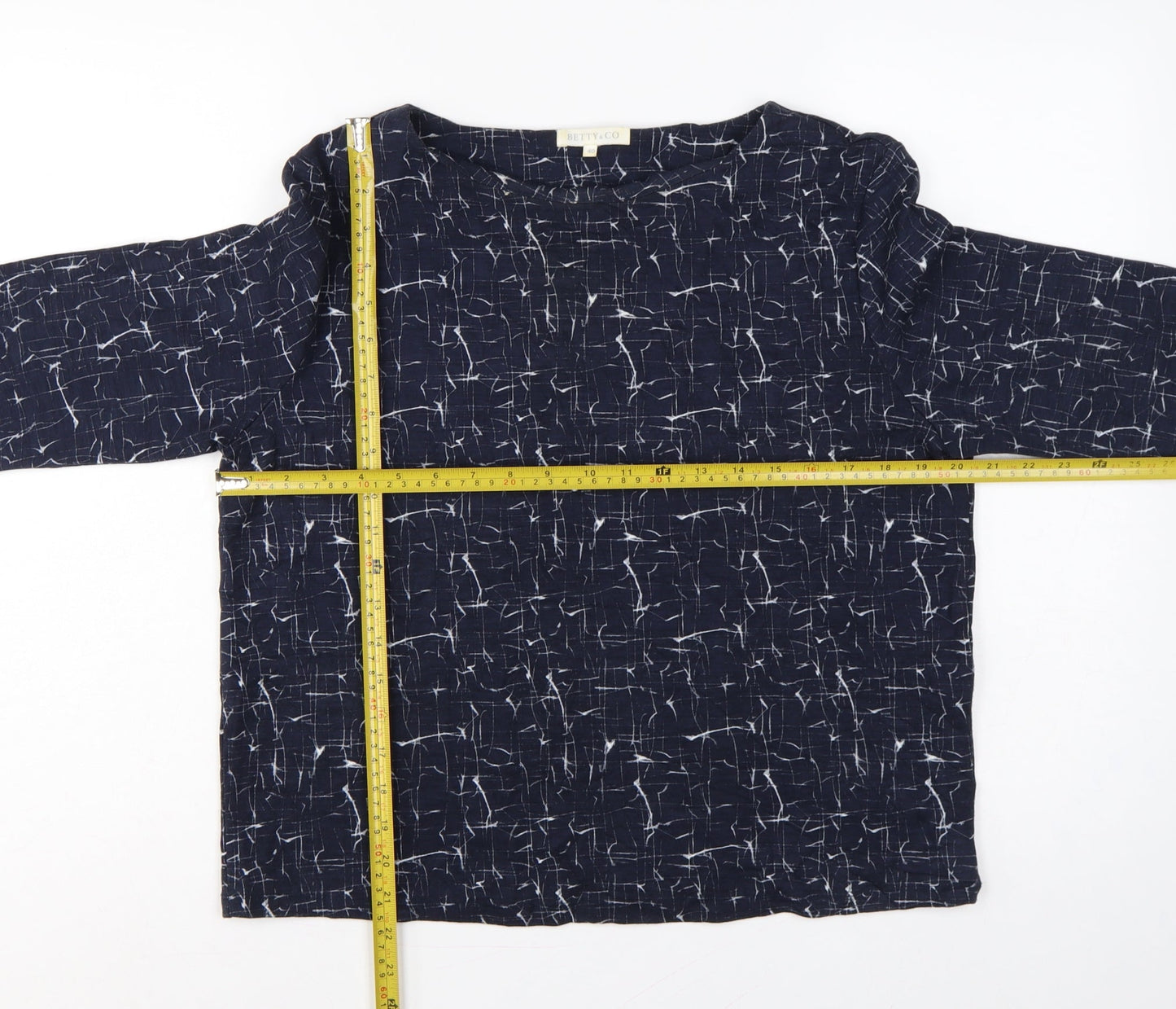 Betty & Co Women Blue UK 12 Geometric Kimono Sleeve 3/4 Blouse