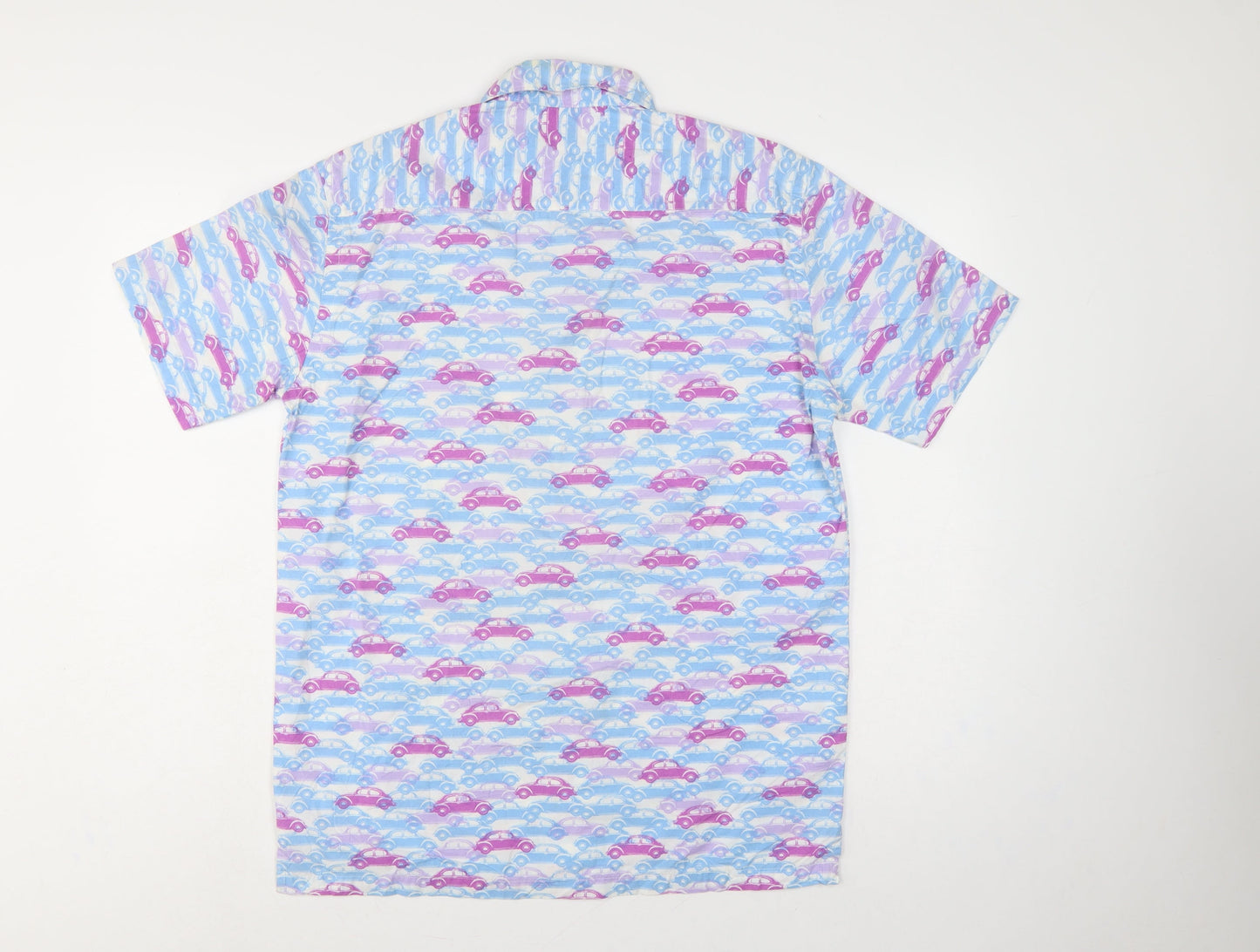 Jac Tissot Men's Multicoloured M Car Print Cotton Short Sleeve Shirt