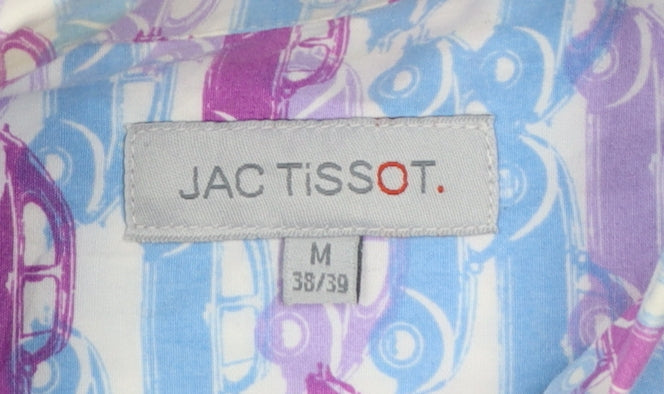 Jac Tissot Men's Multicoloured M Car Print Cotton Short Sleeve Shirt