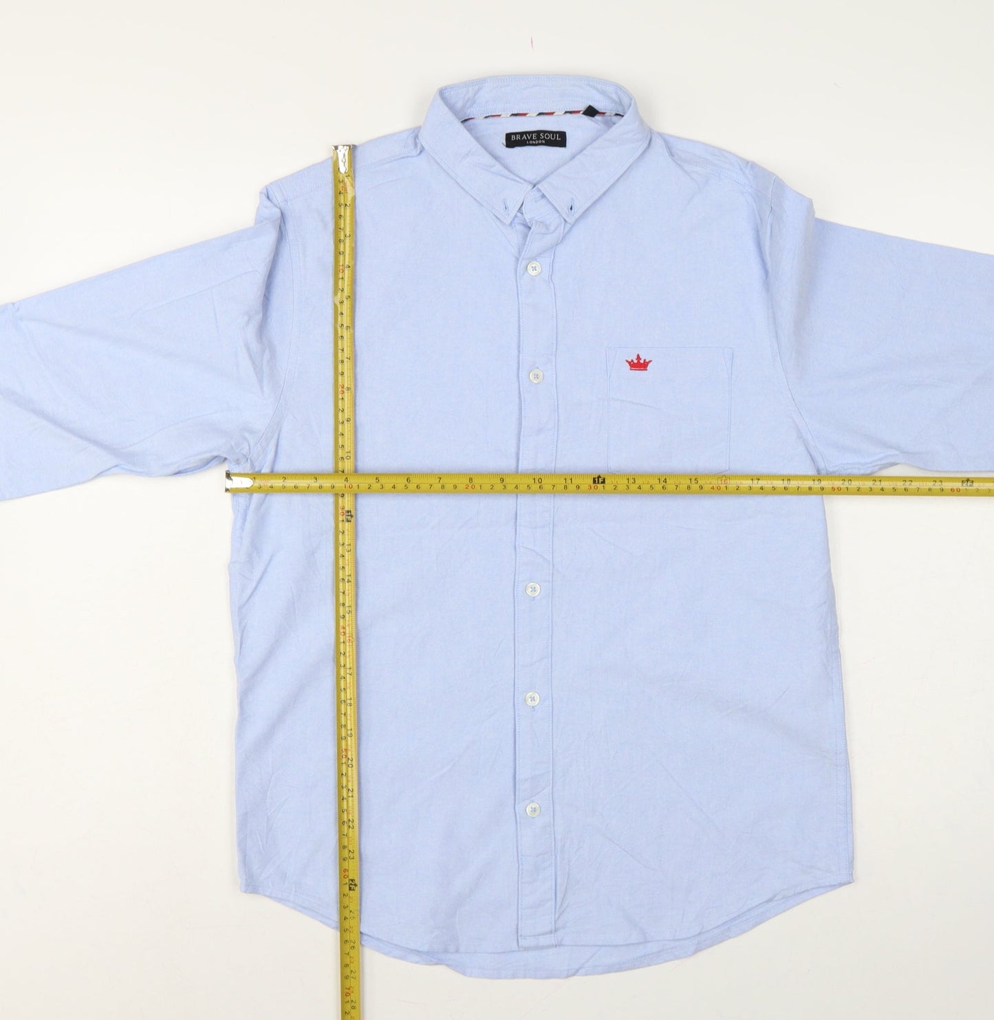 Brave Soul Men’s Blue M Cotton Button Down Long Sleeve Shirt