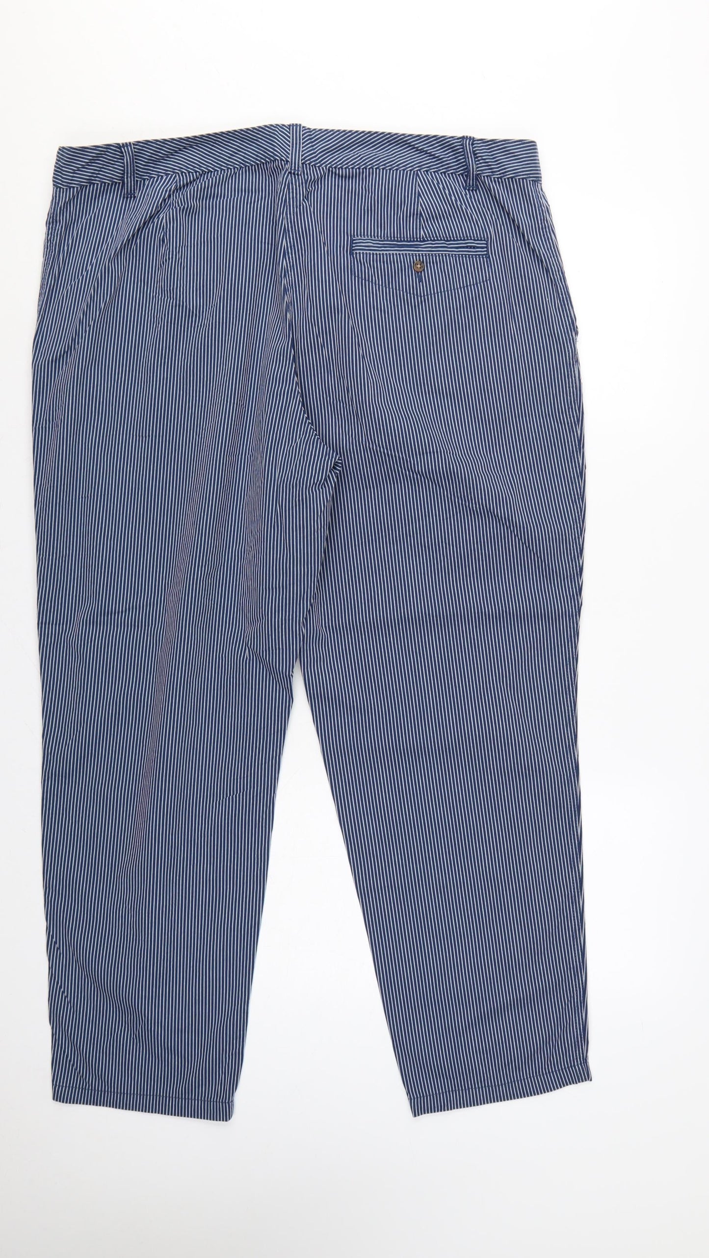 Marks & Spencer Women’s Blue Striped Size 20 Tapered Chino Trousers