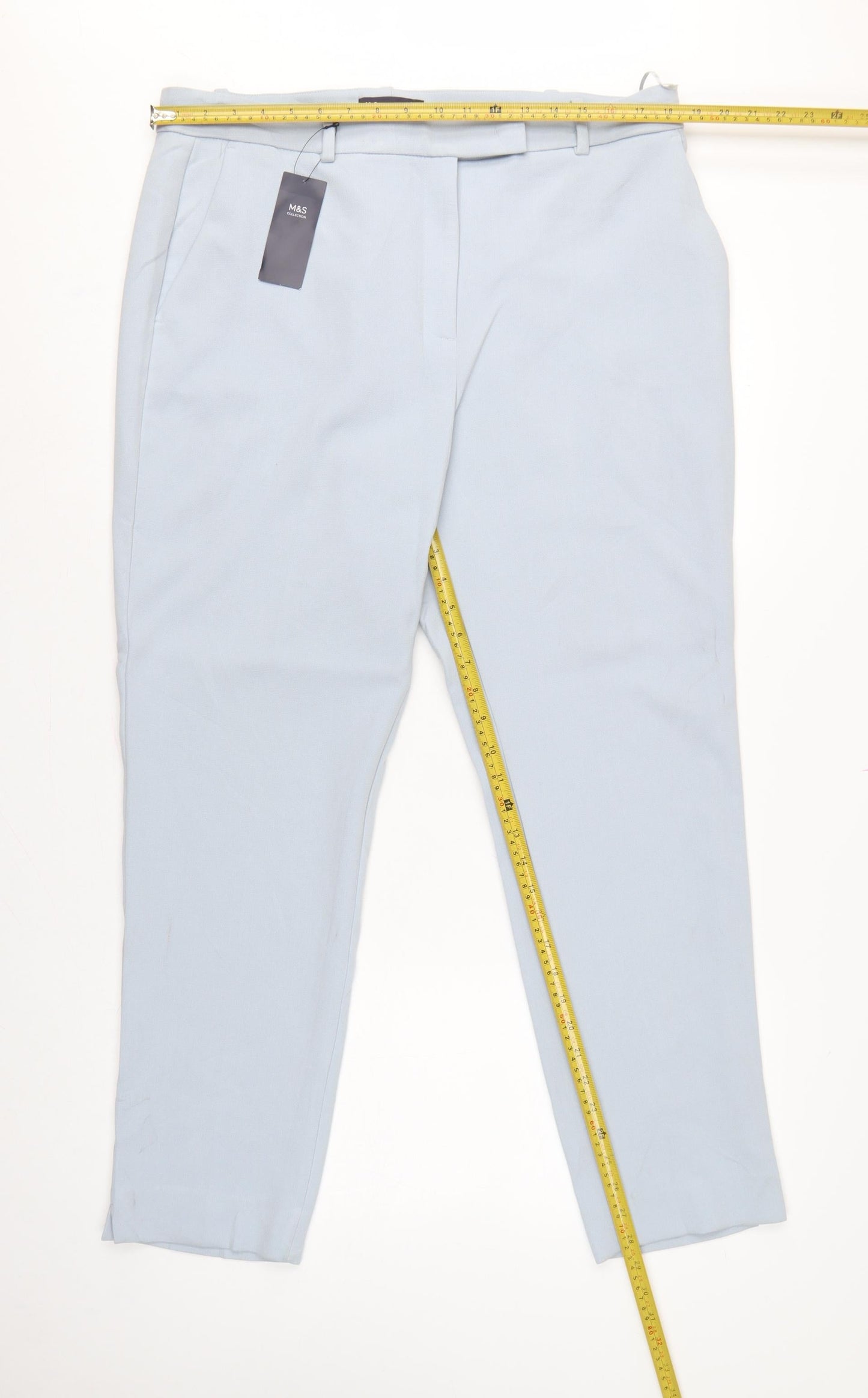 M&S Women Grey UK 18 Long Tapered Tailored Dress Trousers NWT