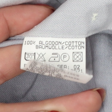 Hugo Boss Men Grey 16 Cotton Long Sleeve Button-Up Point Collar Shirt