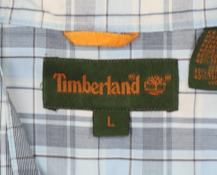 Timberland Men Blue Plaid Check Button-Down Long Sleeve Shirt L