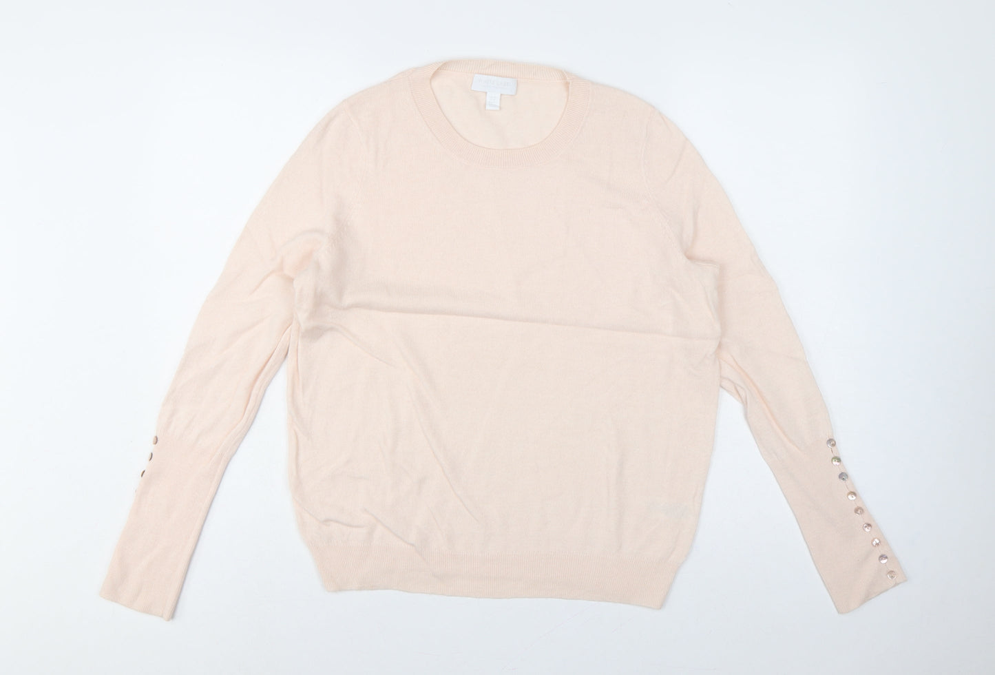 White Label The White Company Women Pink UK 12 Crew Neck Wool Jumper