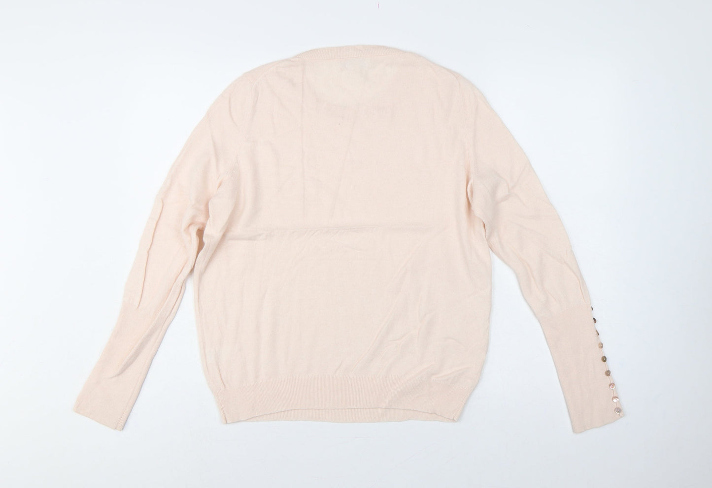 White Label The White Company Women Pink UK 12 Crew Neck Wool Jumper