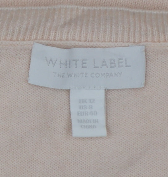 White Label The White Company Women Pink UK 12 Crew Neck Wool Jumper