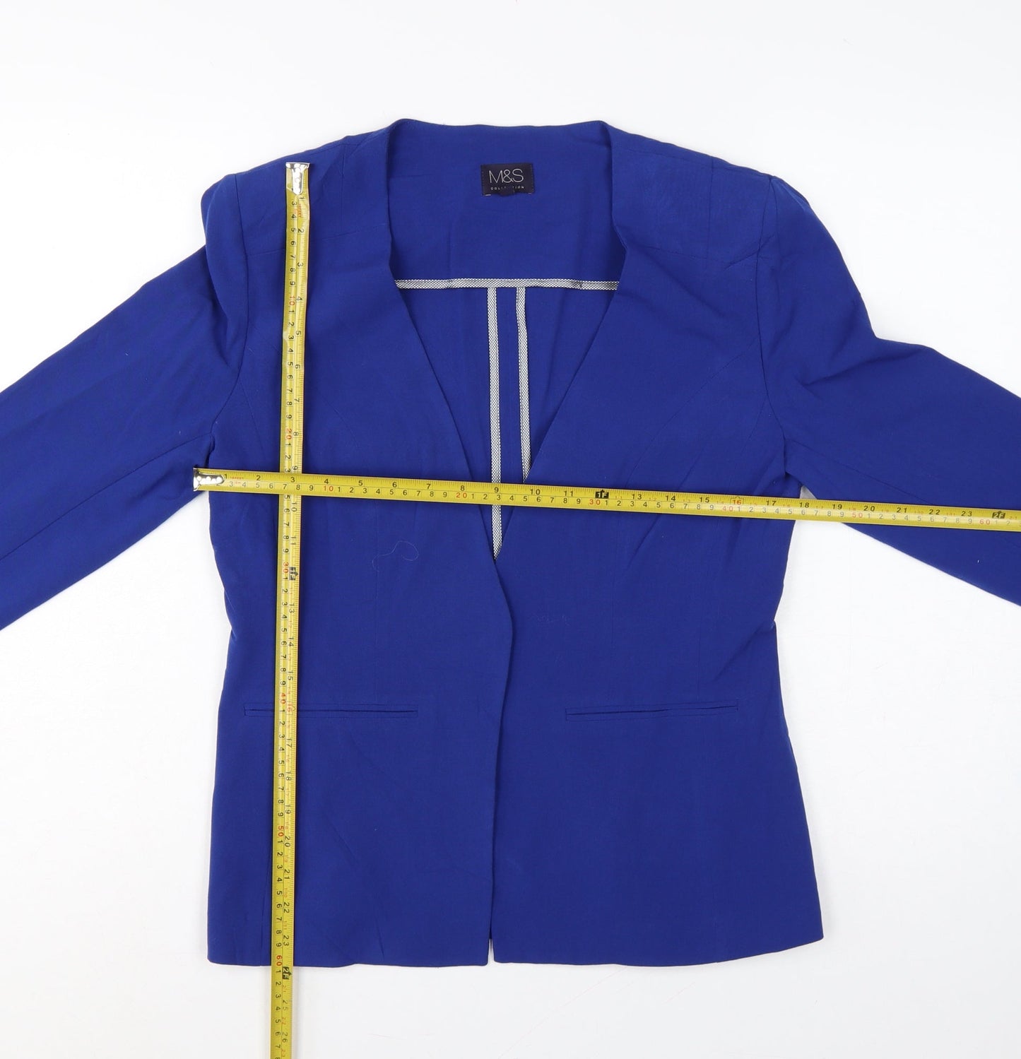 Marks & Spencer Women Blue UK 12 Tailored Shawl Lapel Blazer
