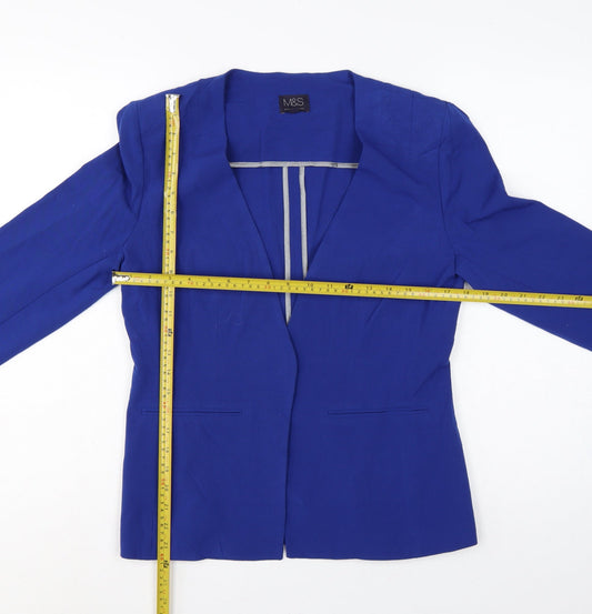 Marks & Spencer Women Blue UK 12 Tailored Shawl Lapel Blazer