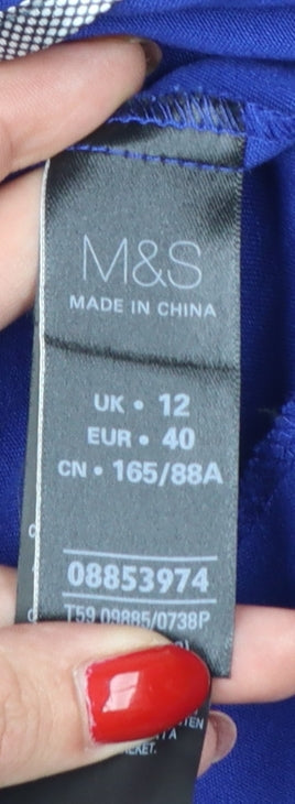Marks & Spencer Women Blue UK 12 Tailored Shawl Lapel Blazer