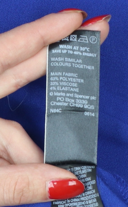 Marks & Spencer Women Blue UK 12 Tailored Shawl Lapel Blazer