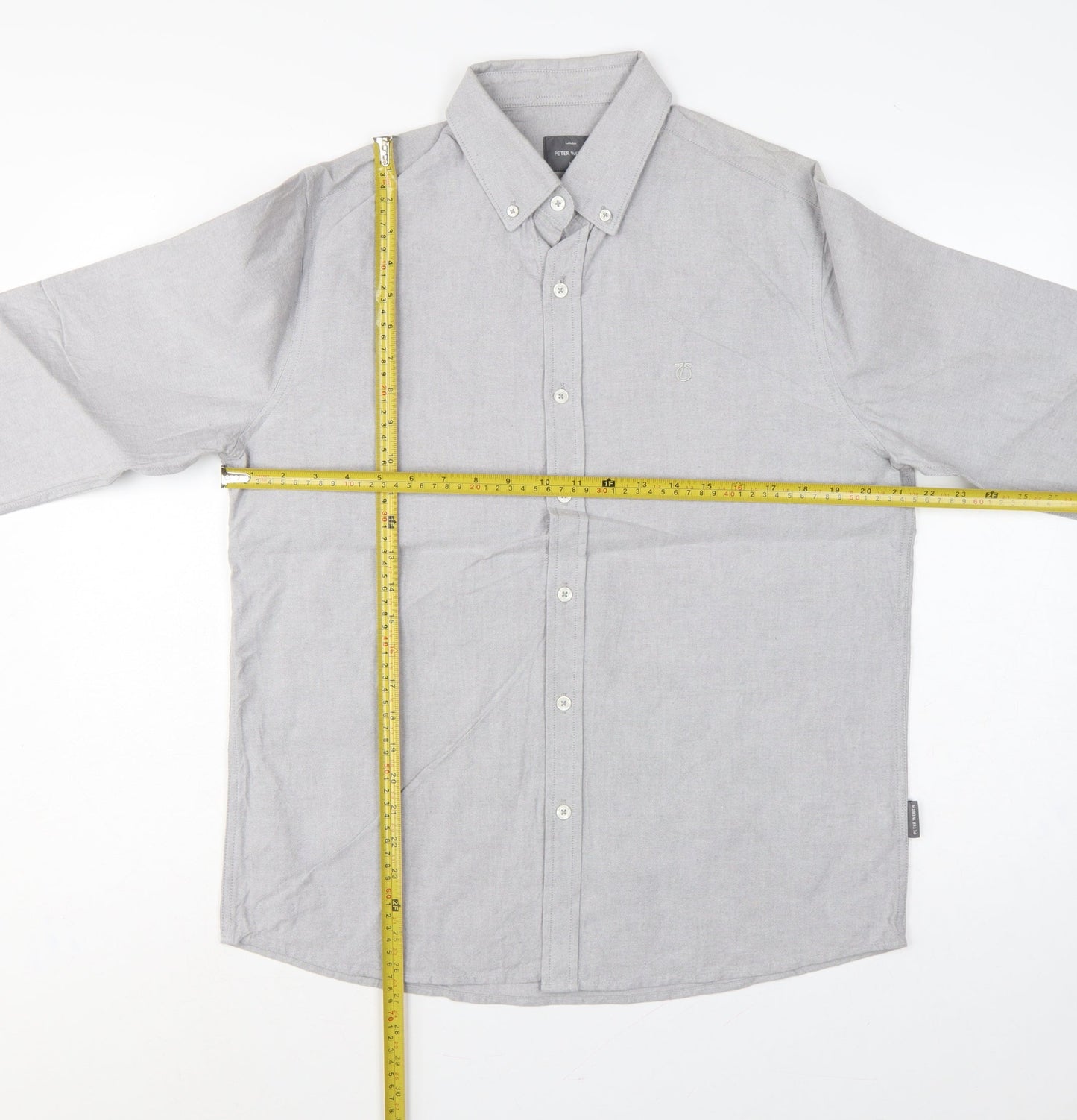 Peter Werth Men’s Grey L Castle Cotton Button-Down Long Sleeve Shirt