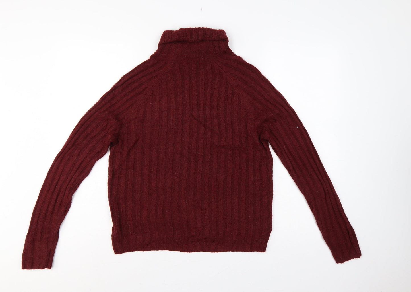 Monki Women Red Ribbed Roll Neck Jumper UK 12 Long Sleeve Knit
