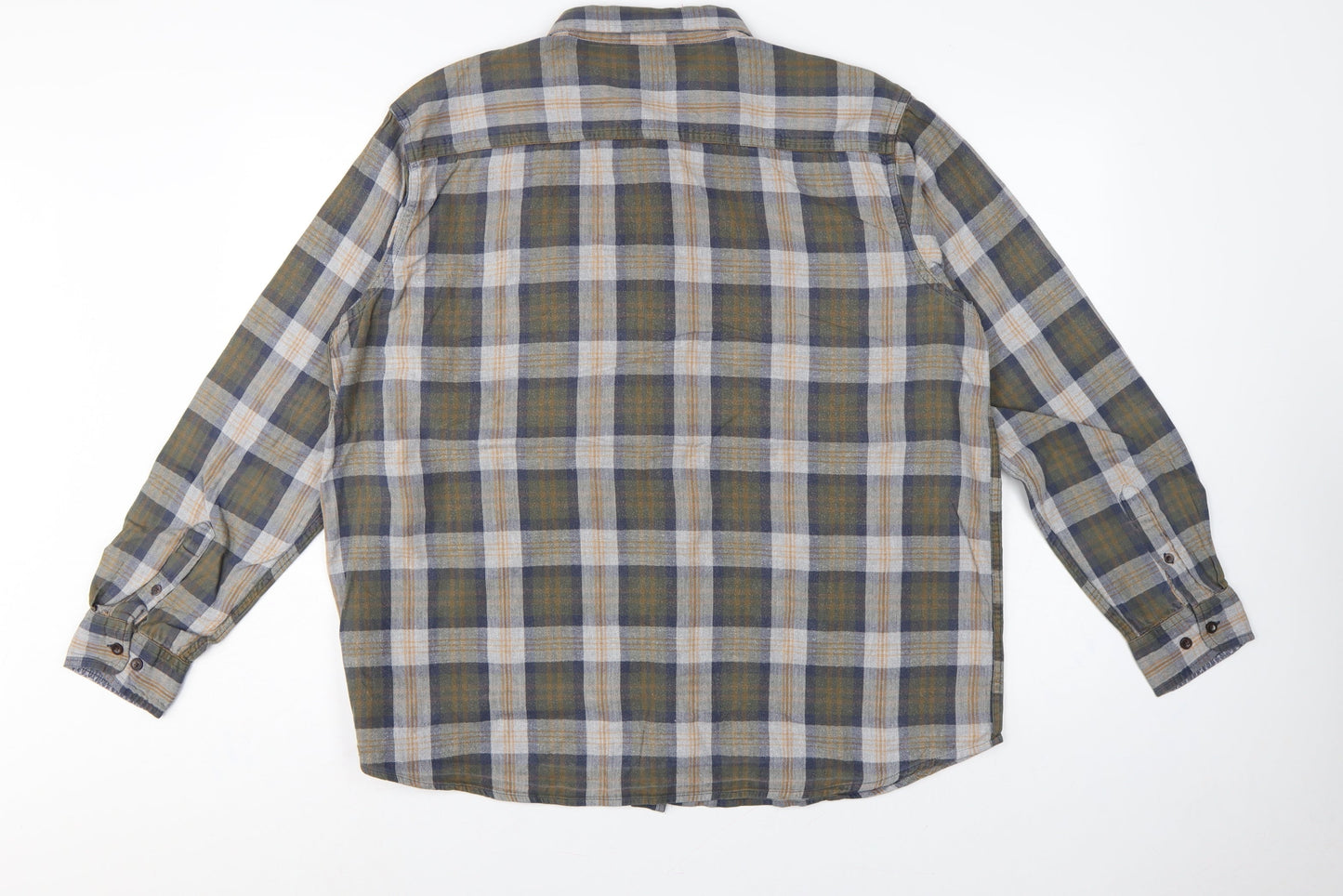 Cotton Traders Men Green Check Button-Down Long Sleeve Shirt XL