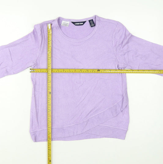 Lands' End Girls Purple 12-13 Years Long Sleeve Pullover Jersey Top