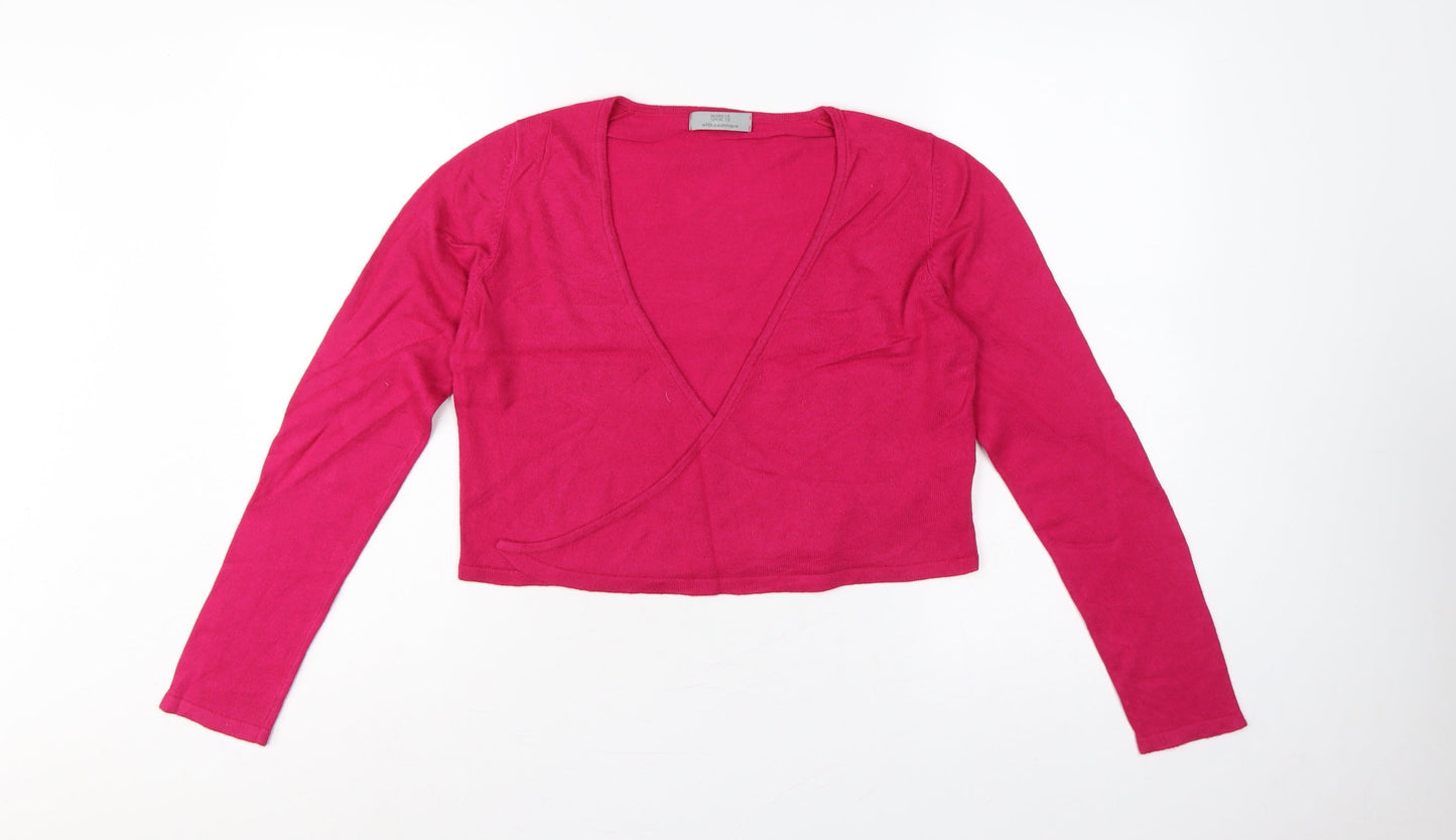 Marks & Spencer Women Pink UK 8 Cashmere Angora Open Shrug Cardigan