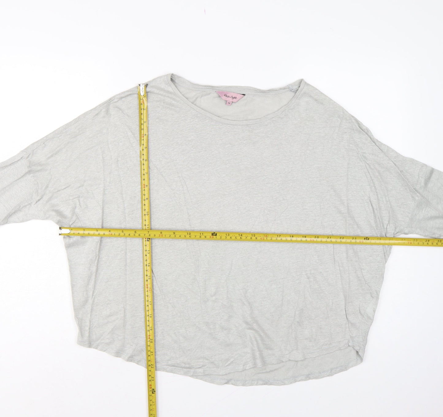 Phase Eight Women Grey Linen Relaxed 3/4 Sleeve Blouse UK 14