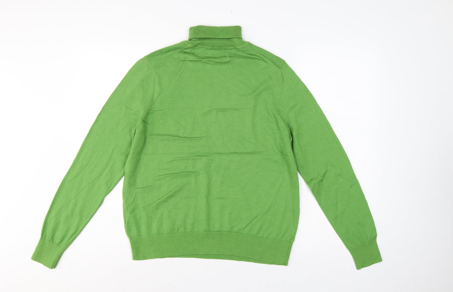 Marks and Spencer Women Green Size 14 Merino Wool Roll Neck Jumper