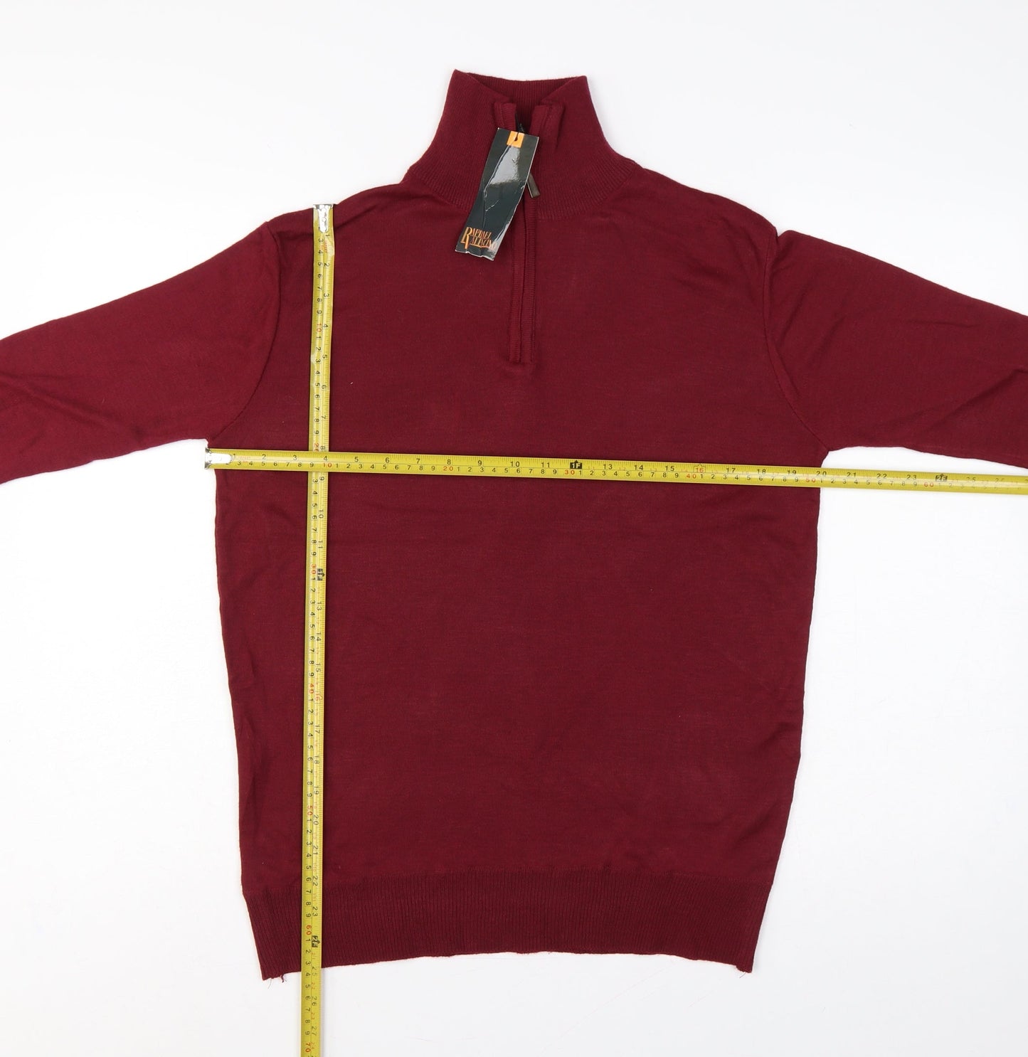 Raphael Valencino Men's Red M 1/4 Zip High Neck Jumper