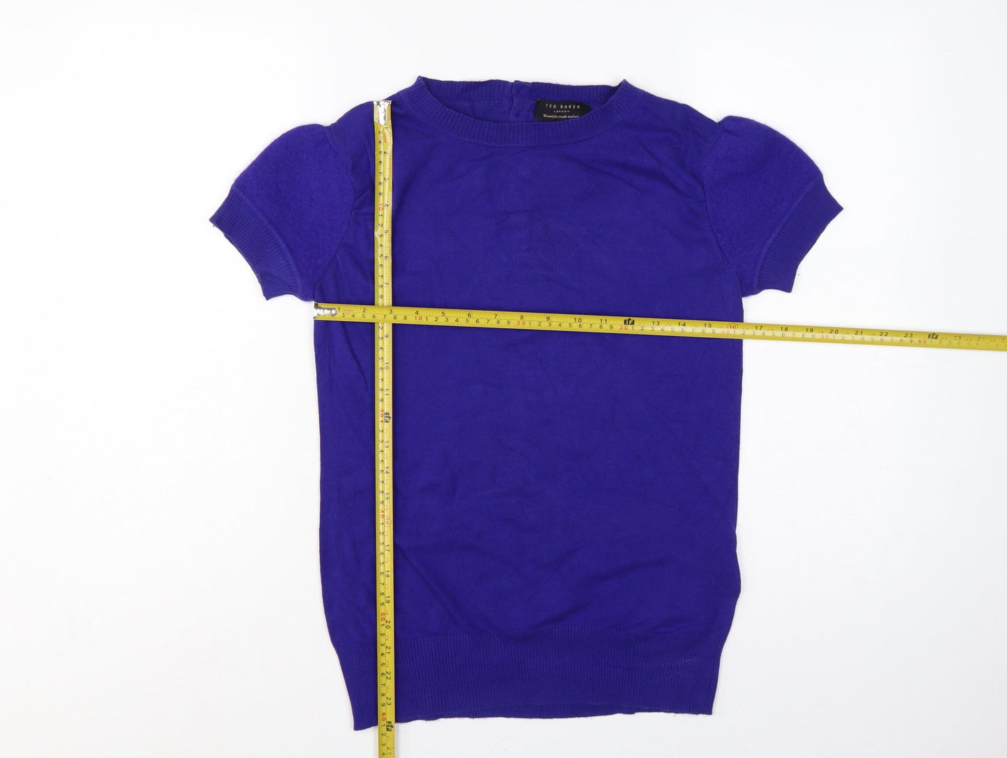 Ted Baker Women Purple UK 10 Short Sleeve Crew Neck Knit Jumper