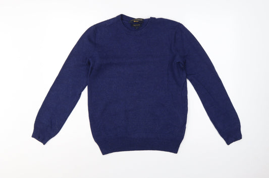 Paul Costelloe Men’s Blue Small Merino Wool Crew Neck Pullover Jumper
