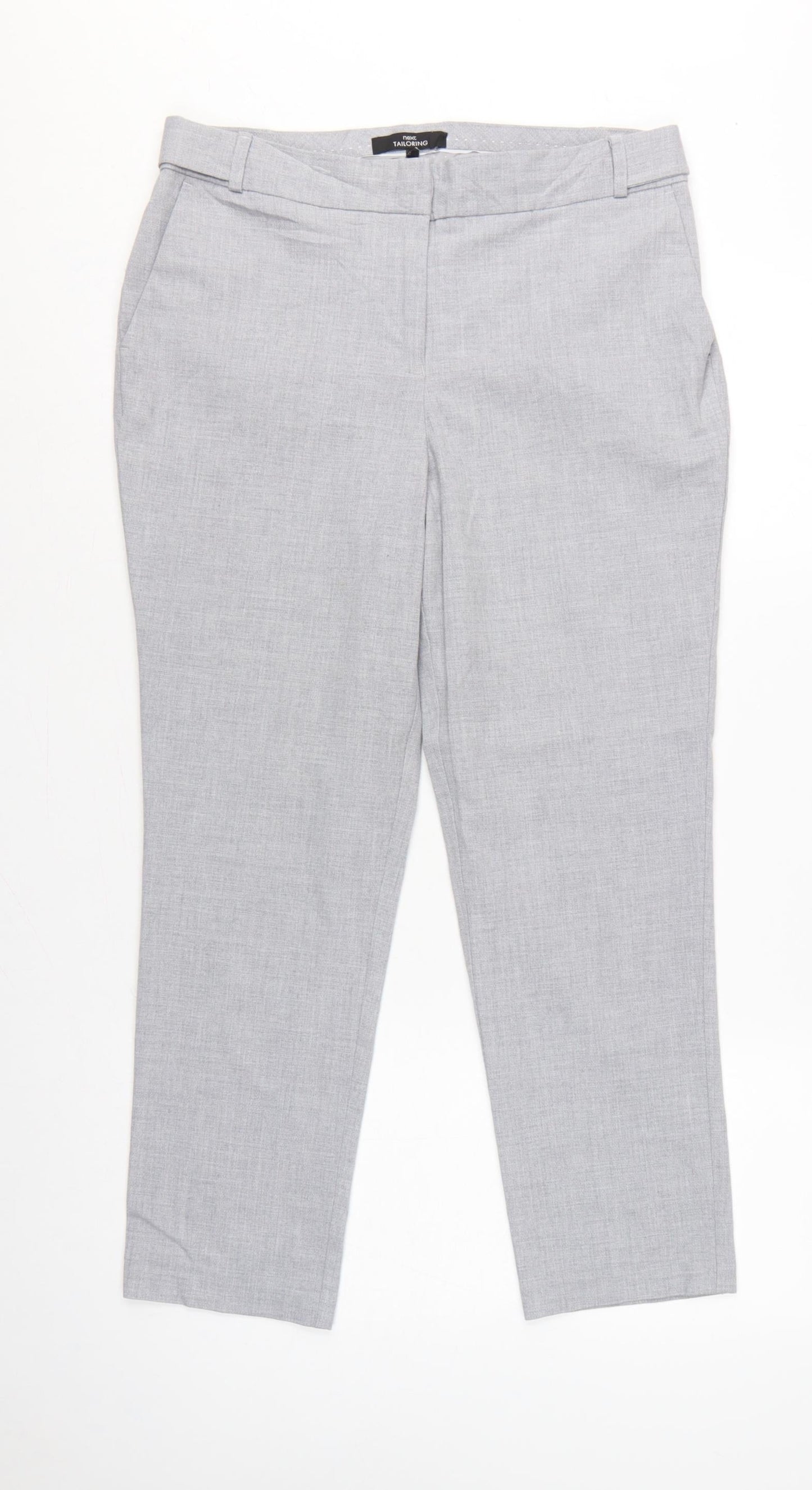 Next Women Grey UK 12R Tailored Straight Dress Trousers