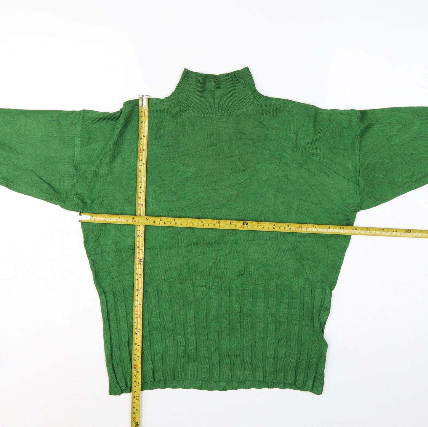 Marks and Spencer Women Green UK 14 High Neck Rib Knit Jumper