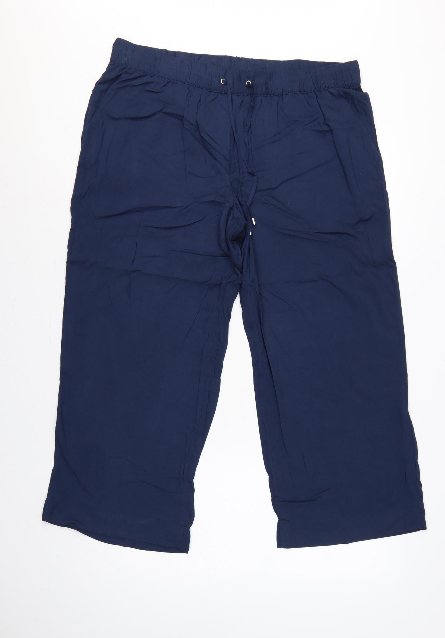 bpc selection Women Blue UK 20 Cropped Wide Leg Drawstring Trousers