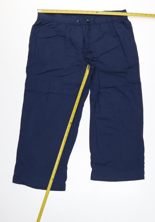 bpc selection Women Blue UK 20 Cropped Wide Leg Drawstring Trousers