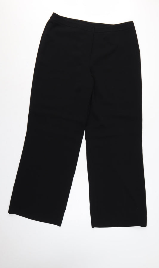Artigiano Women Black UK 16 Wide-Leg Dress Trousers Lined