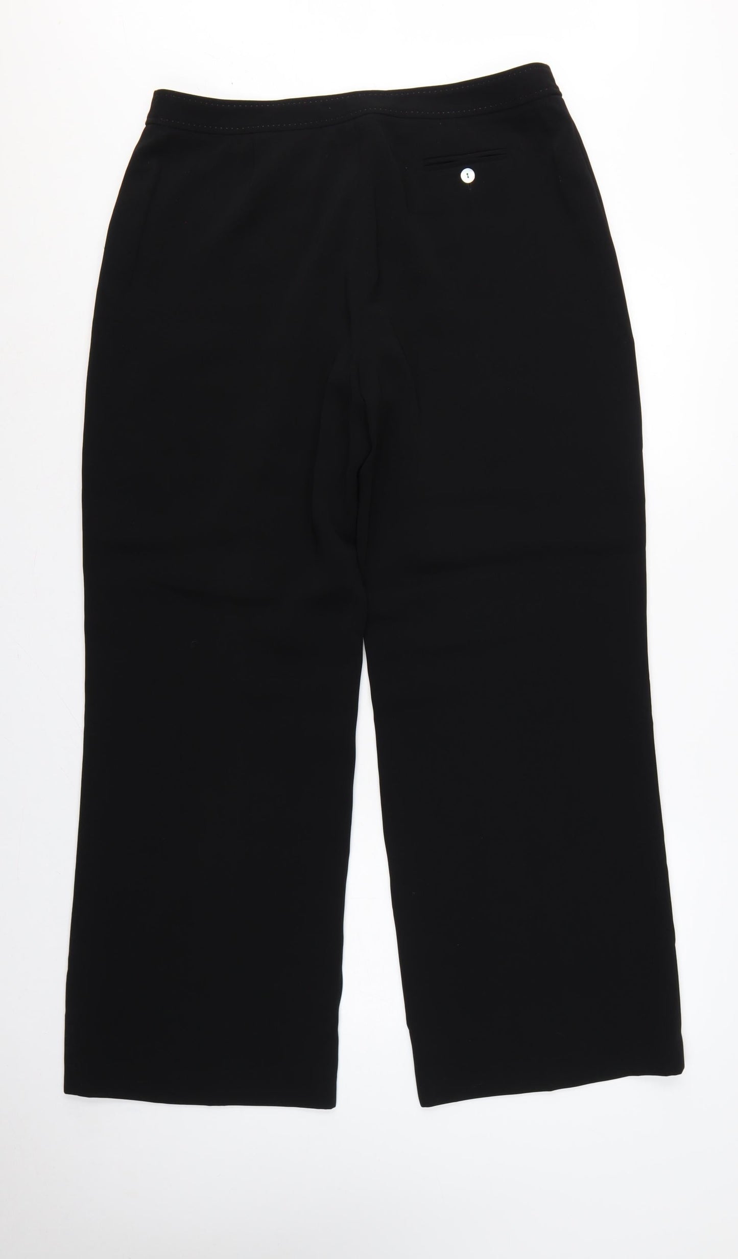 Artigiano Women Black UK 16 Wide-Leg Dress Trousers Lined