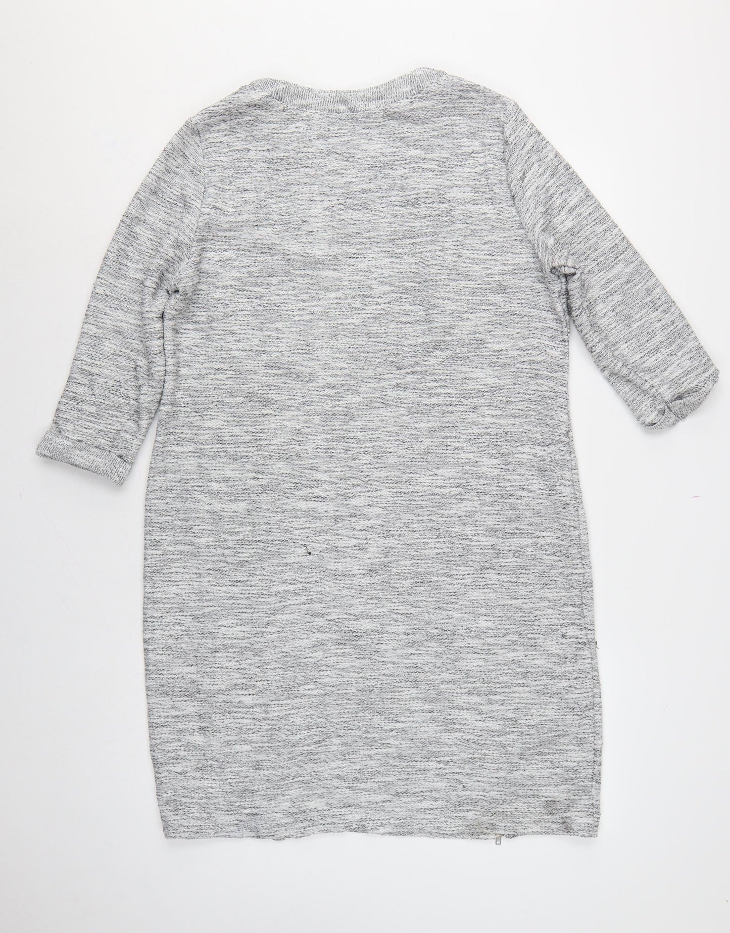 M&S Women Grey Size 18 Long Knit Jumper Dress Raglan Zip Hem