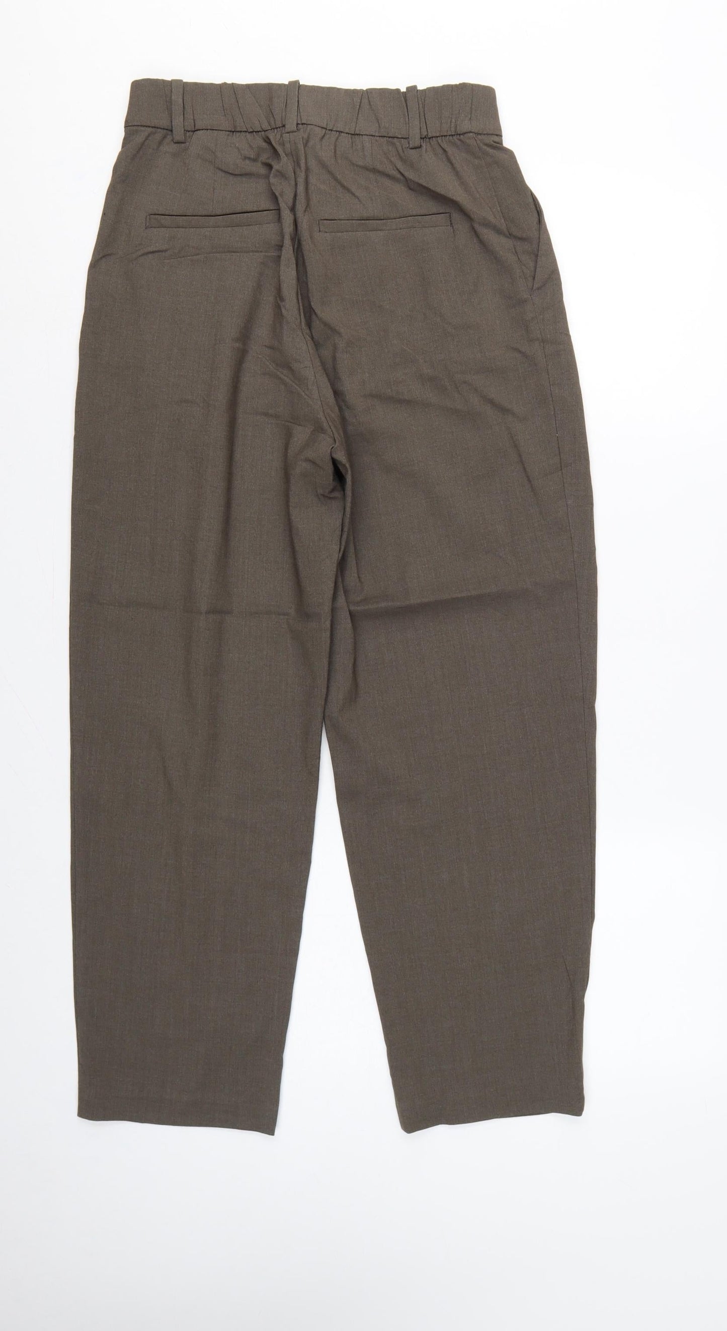 H&M Women Brown UK 10 High Waist Pleated Tapered Dress Trousers