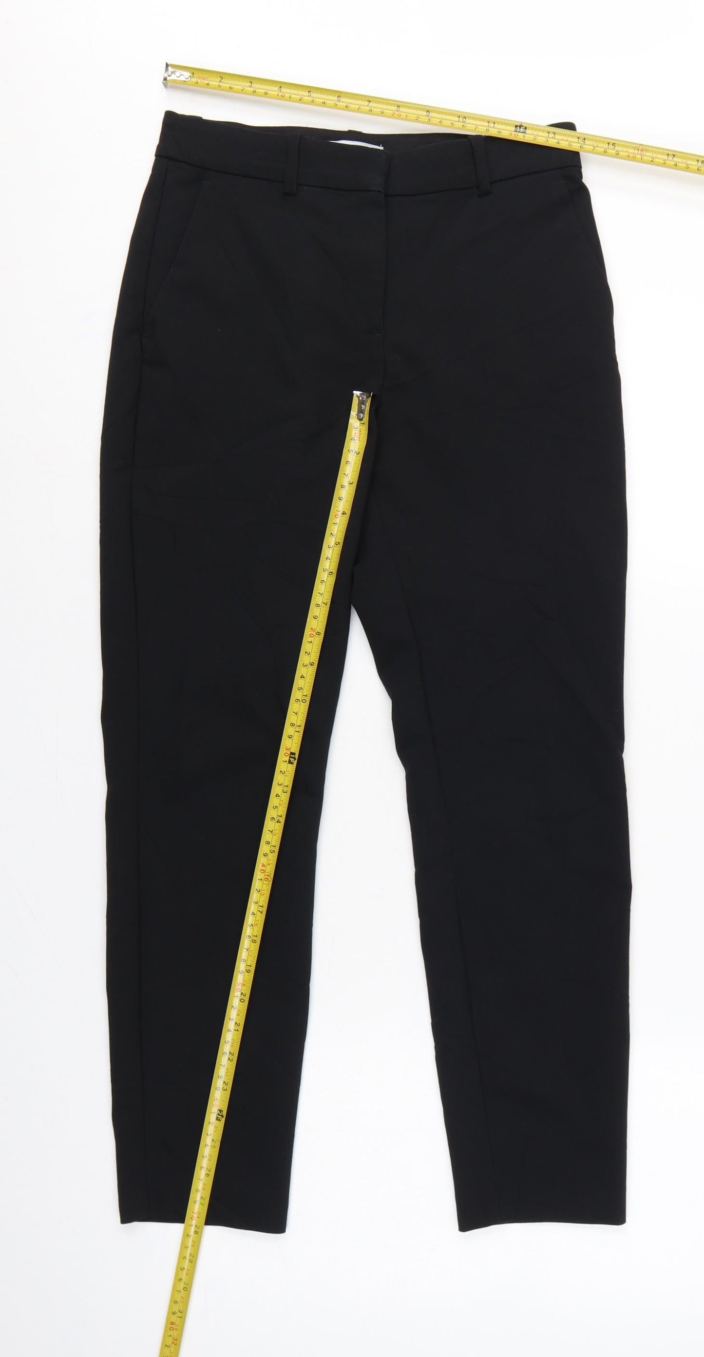 H&M Women’s Black UK 8 Tailored Straight Dress Trousers Pockets