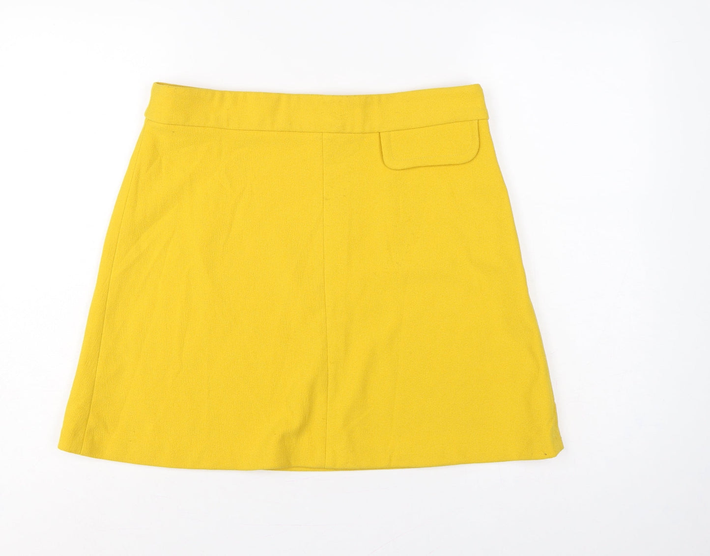 ASOS Women Yellow UK 16 A-Line High Rise Mini Skirt Lined