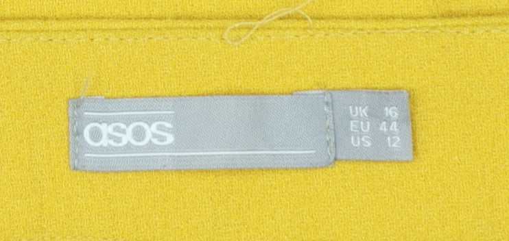 ASOS Women Yellow UK 16 A-Line High Rise Mini Skirt Lined