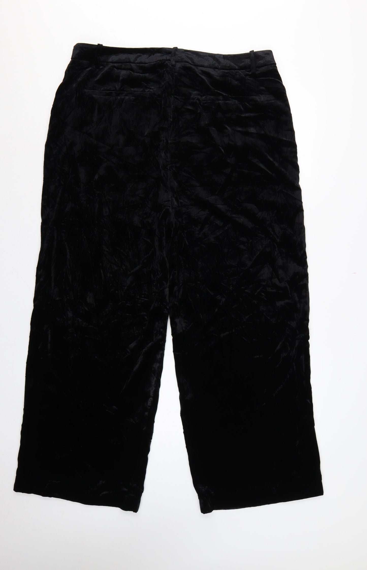 M&S Women’s Black Velvet Wide-Leg Dress Trousers UK 20 Regular