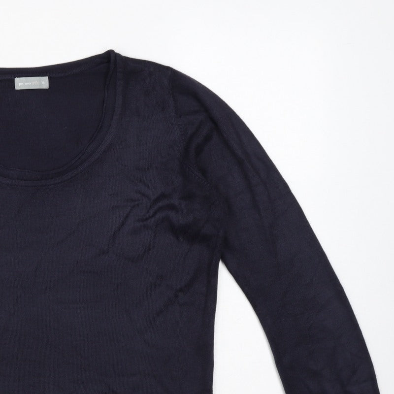 Per Una Women’s Navy Blue Size 14 Scoop Neck Balloon Sleeve Jumper