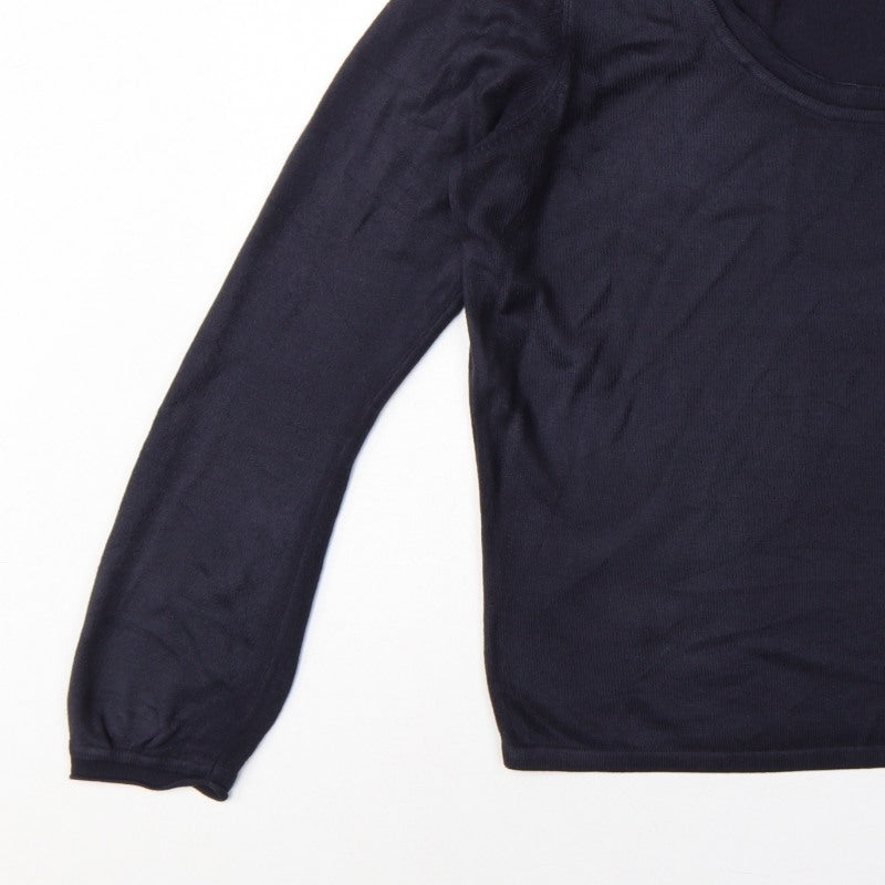 Per Una Women’s Navy Blue Size 14 Scoop Neck Balloon Sleeve Jumper