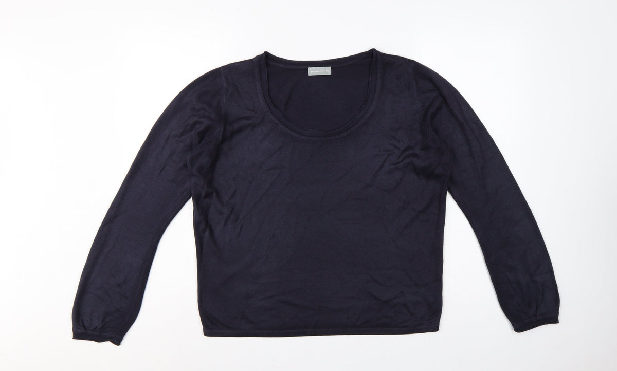 Per Una Women’s Navy Blue Size 14 Scoop Neck Balloon Sleeve Jumper