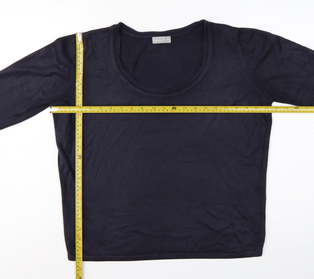 Per Una Women’s Navy Blue Size 14 Scoop Neck Balloon Sleeve Jumper