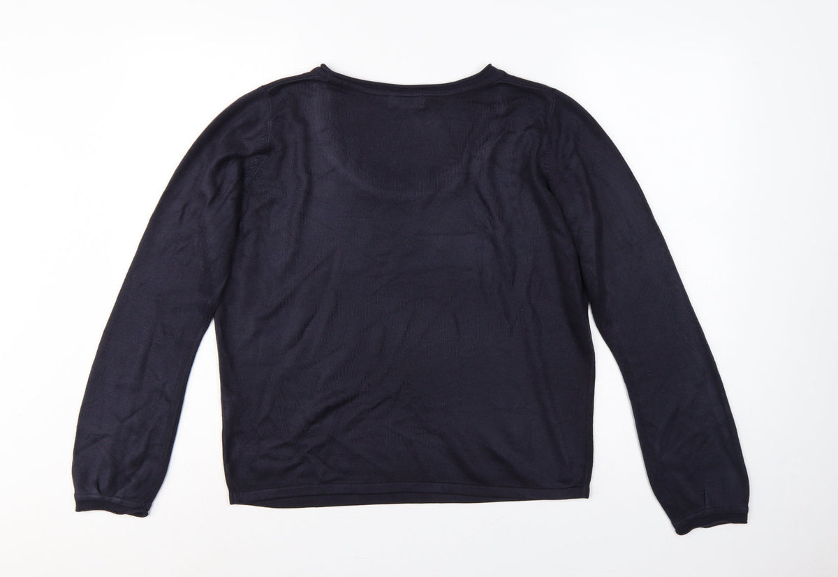 Per Una Women’s Navy Blue Size 14 Scoop Neck Balloon Sleeve Jumper