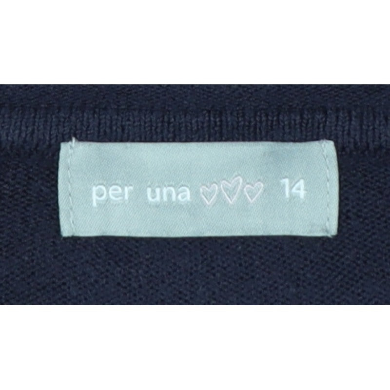 Per Una Women’s Navy Blue Size 14 Scoop Neck Balloon Sleeve Jumper