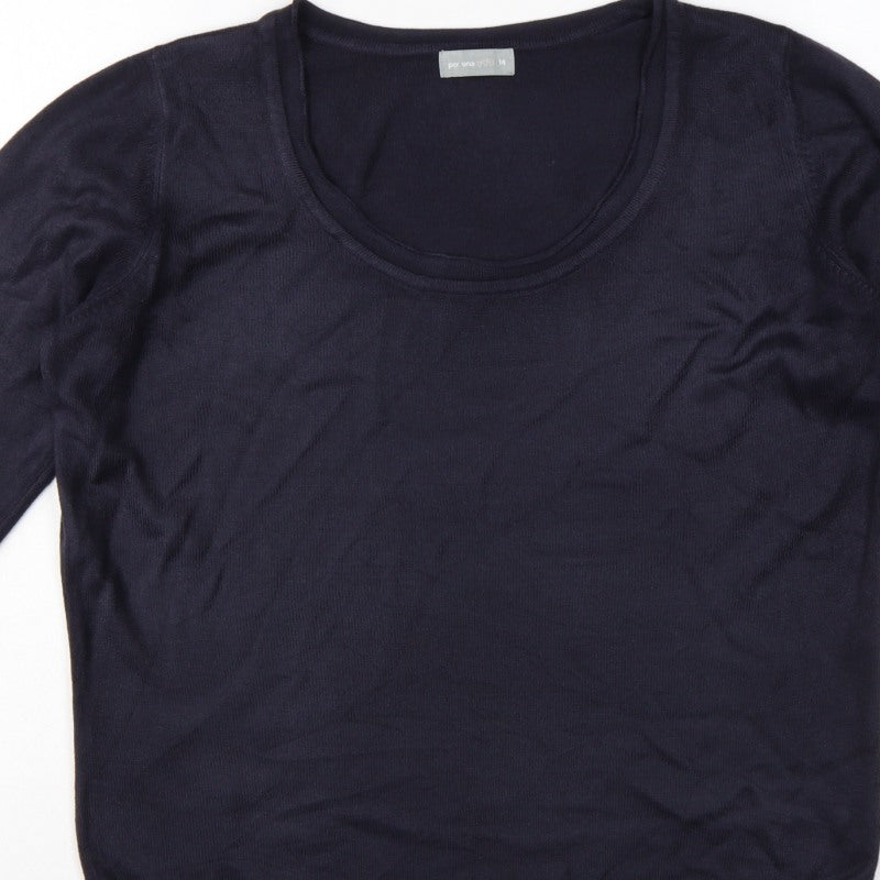 Per Una Women’s Navy Blue Size 14 Scoop Neck Balloon Sleeve Jumper