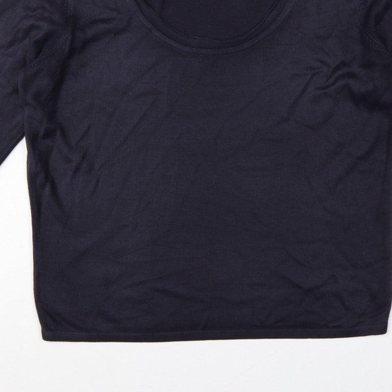 Per Una Women’s Navy Blue Size 14 Scoop Neck Balloon Sleeve Jumper
