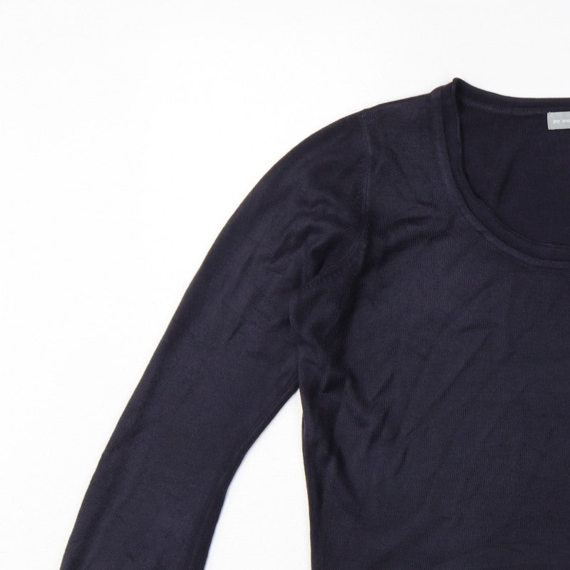 Per Una Women’s Navy Blue Size 14 Scoop Neck Balloon Sleeve Jumper