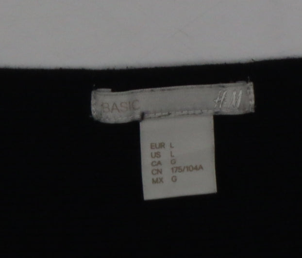 H&M Women Black L Relaxed Crew Neck 3/4 Sleeve Knit Jumper