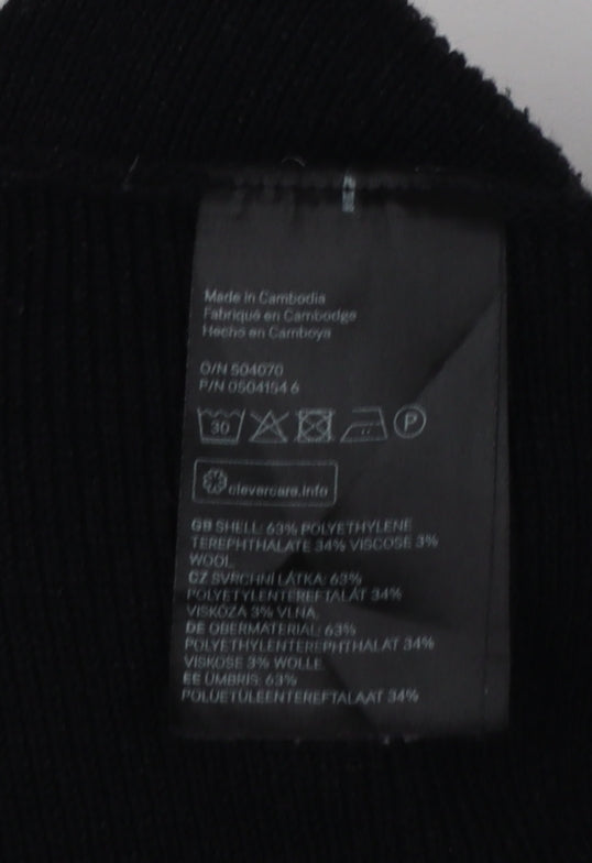H&M Women Black L Relaxed Crew Neck 3/4 Sleeve Knit Jumper