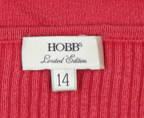 Hobbs Women Red Silk Cotton Scoop Neck Sleeveless Knit Vest Top UK 14